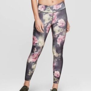 Joy Lab Floral Roses 7/8 Leggings Green/Pink Small